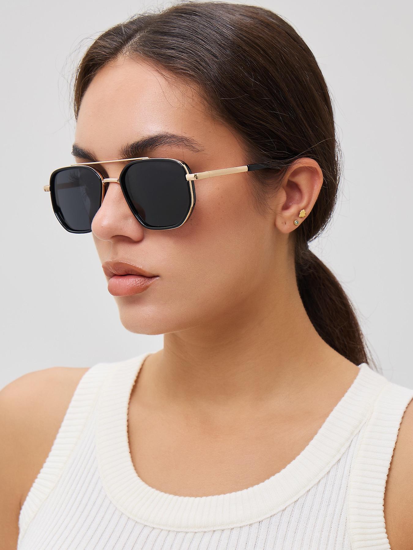 Summer 2026 Simple Polarized Shades Sunglasses For Everyday Use, Summer Geometric Frame Double Beam Fashion Sunglasses, Travel Accessories, Trendy Casual Sunglasses