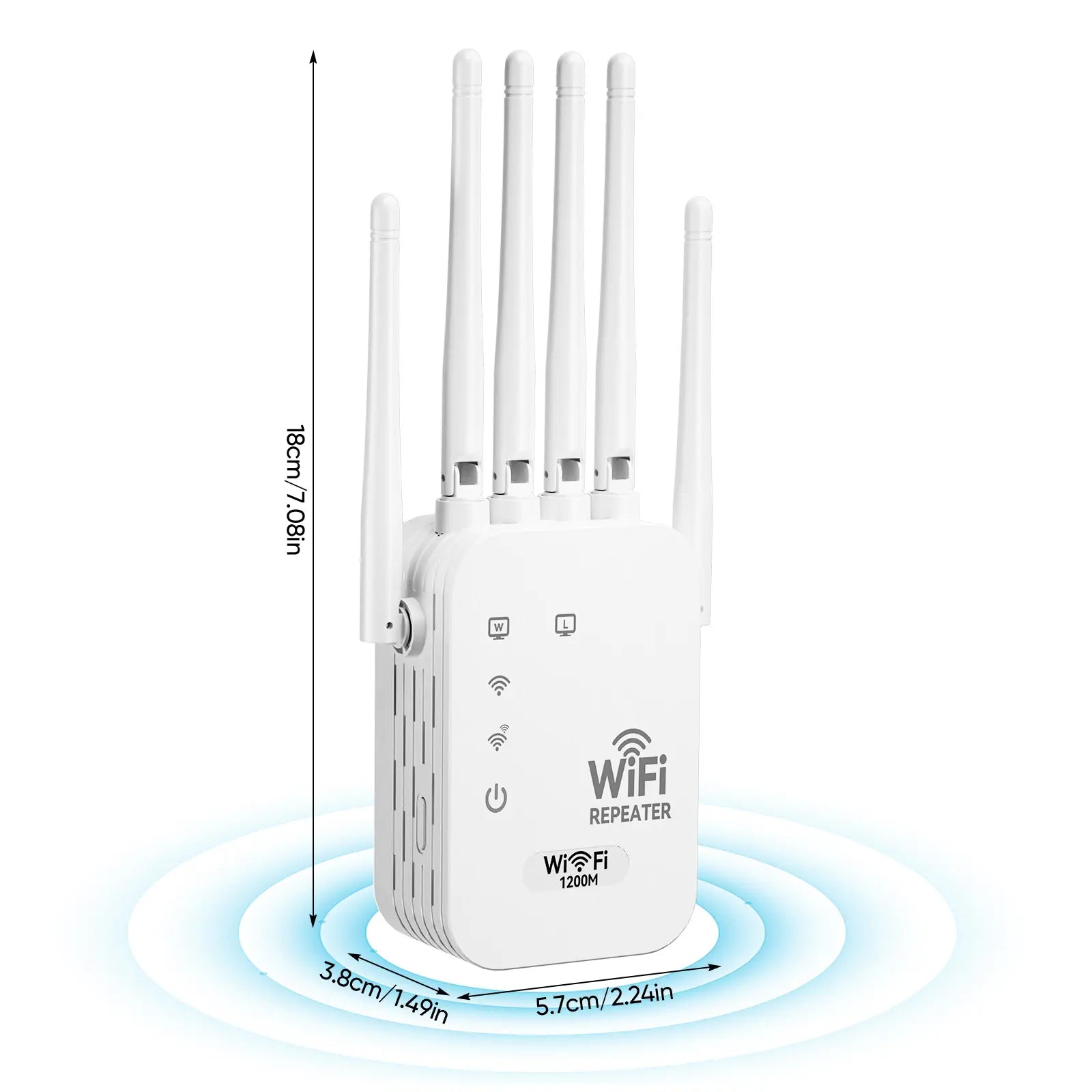 WiFi Extender 2026 with 6 Antennas, AC1200 Dual Band Booster, 12,000 sq.ft Coverage, Supports 100 Devices, Repeater & Ethernet Port, Wifi Range Extender, Wireless Repeater