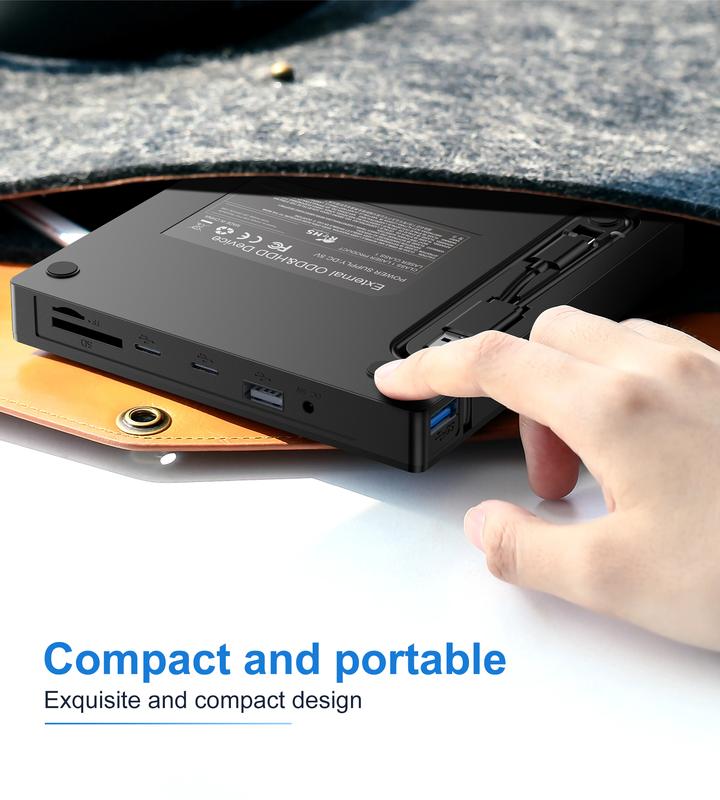 DVD Player, Plug and Play CD-ROM Drive for PC & Laptop - High-Speed 8 in 1 USB 3.0 CD/DVD Burner, Compatible with Mac, Windows 11/10/8/7 Portable 🎵 Free Shipping & Cash on Delivery 📊