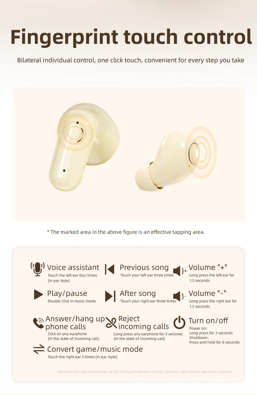 2 Pairs Bluetooth 5.4 Cream White Wireless Earbuds – Built-in Noise Reduction, Up to 36H Battery, HD Calls, Waterproof Touch Control In-Ear – Ideal for Sleeping, Office & Sports