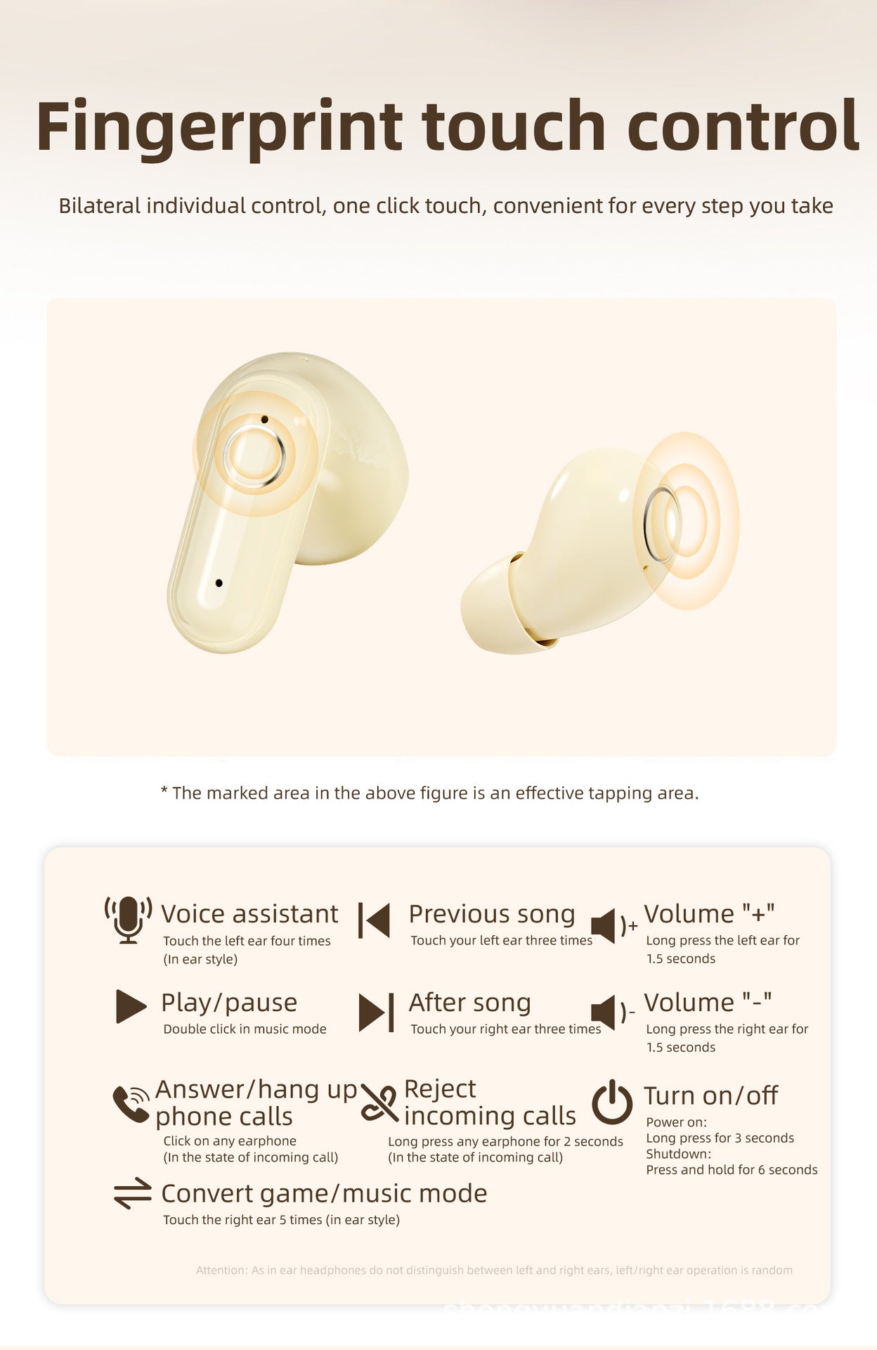 2 Pairs Bluetooth 5.4 Cream White Wireless Earbuds – Built-in Noise Reduction, Up to 36H Battery, HD Calls, Waterproof Touch Control In-Ear – Ideal for Sleeping, Office & Sports