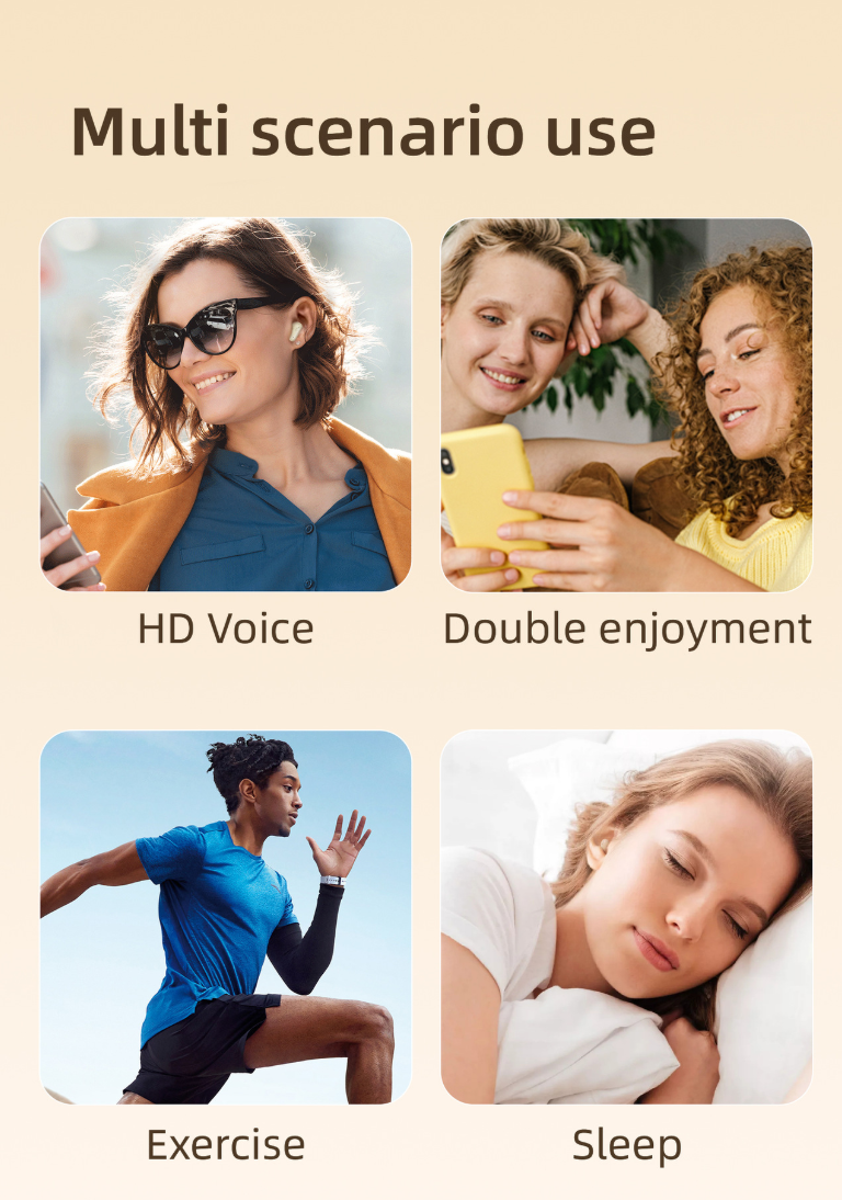 2 Pairs Bluetooth 5.4 Cream White Wireless Earbuds – Built-in Noise Reduction, Up to 36H Battery, HD Calls, Waterproof Touch Control In-Ear – Ideal for Sleeping, Office & Sports