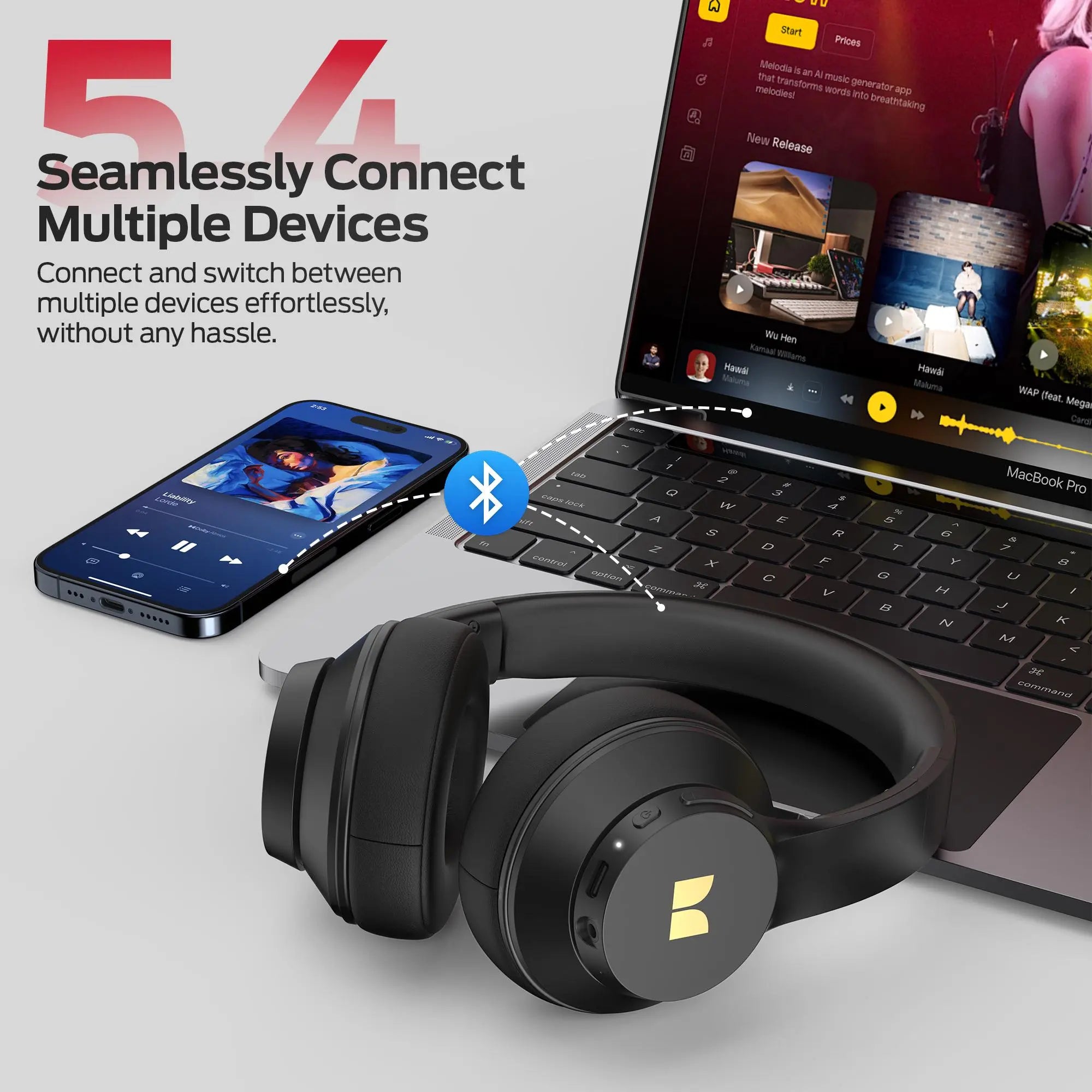 MONSTER Wireless Over - Ear Bluetooth Headphones, Bluetooth 6.0, Up to 40H Battery Life, Deep Bass HiFi Stereo, Comfortable Foldable Design, Apple & Android Compatible, Headset with Microphone for Home Office Phone & PC summerwins