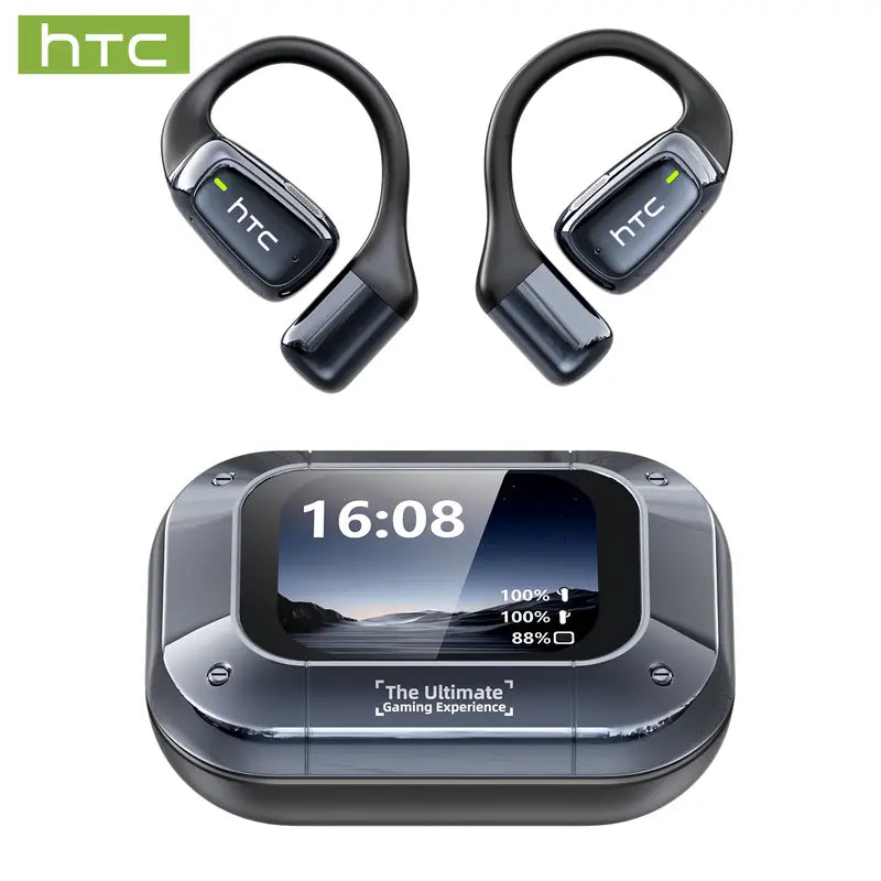 HTC NE25 Translation Earbuds, Real-time Translation, Open Wireless Bluetooth Headphones, Supports 134 Languages with App, Vibrant Color Touchscreen, OWS Technology, Integrated Microphone, High-Quality Sound, Compatible with iOS and Android