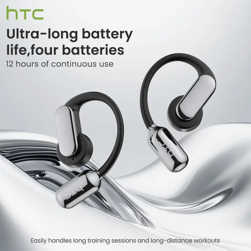 HTC NE50 open-ear headphones, removable battery, four batteries for long-lasting battery life, high-quality wireless earphones, Bluetooth 6.0 waterproof earphones