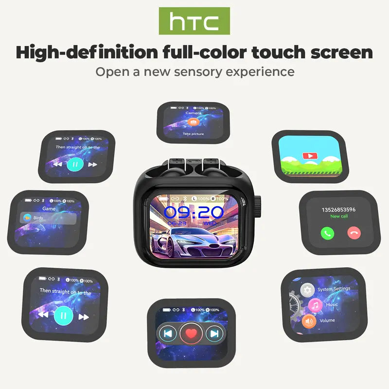 HTC NE40 Wireless Earphones Bluetooth 6.0, LED Display High Fidelity, for Gaming, Office, Sports, Music & Phone Calls TWS Earbuds , IPX5 Waterproof Earphones, Built-in Microphone In Ear Earphones