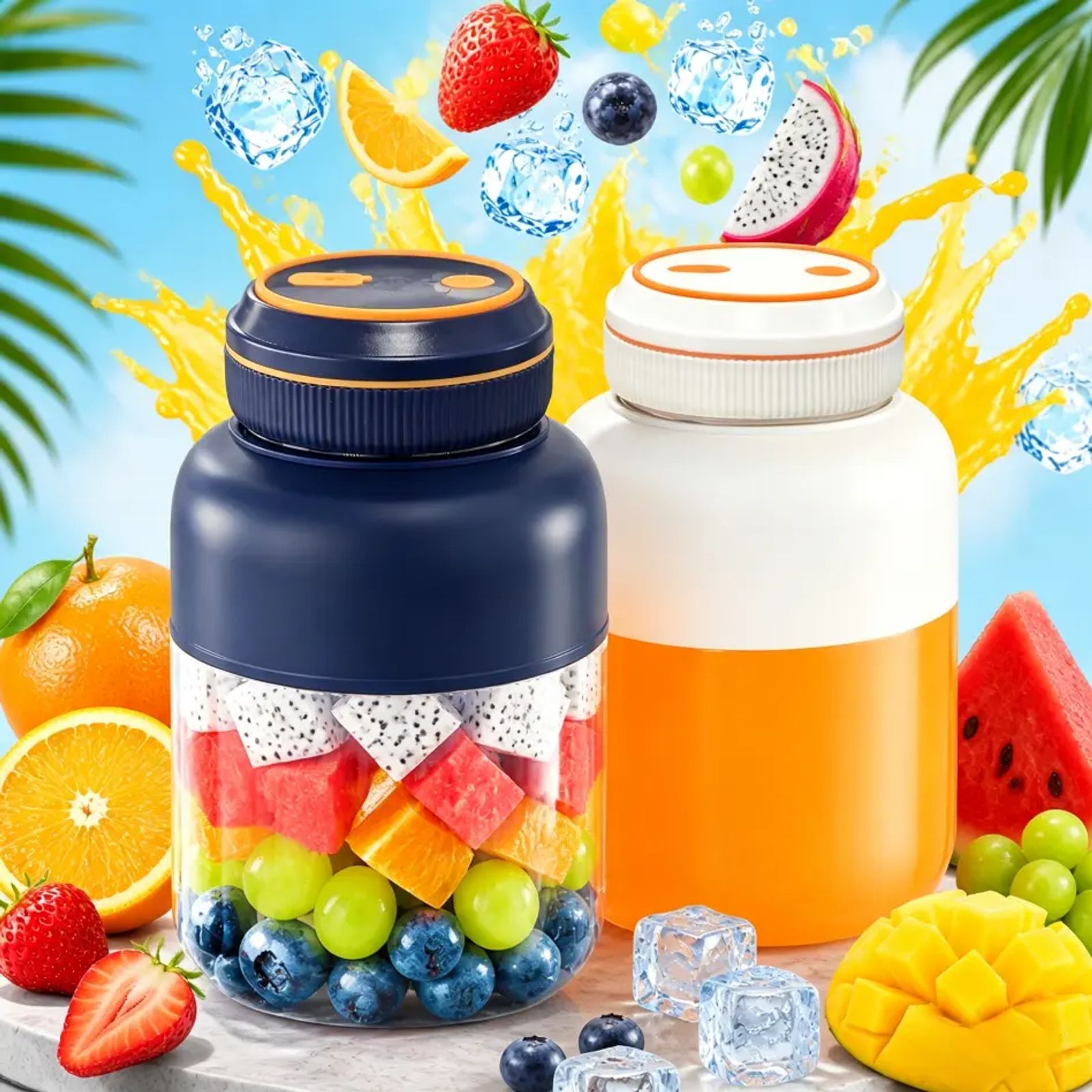 Home Multifunction Juicer, 44oz Portable USB Rechargeable Blender Cup , Household Kitchen Appliance for Smoothies & Liquid Diet, Summer Essential, Cordless