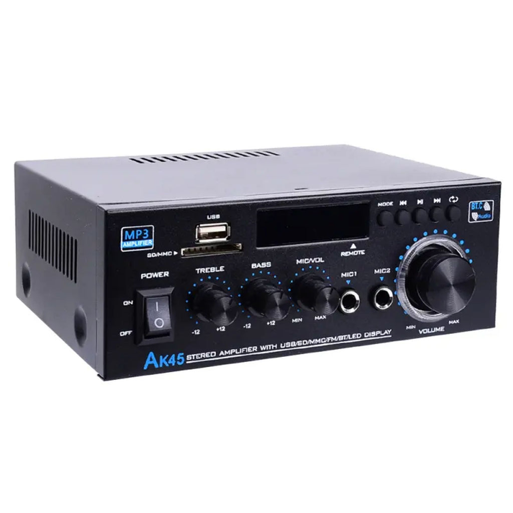 WOOPKER AK45 300W/AK45 Pro 400W Bluetooth 5.0 Digital Wireless Radio Amplifier, HiFi 2.0 Channel Power Amplifier with USB, SD, RCA, Dual Microphones, Remote Control for Home Theater, Karaoke image 5