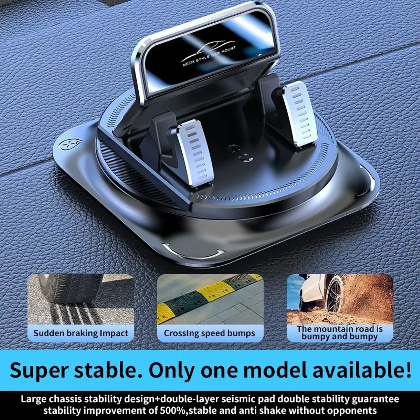 【DealsForYouDays】Car phone holder 360 degree rotation, suitablefor car navigation in-car dashboard, horizontaland vertica screen adjustment angle,suctioncup fixed non-slip mobile phone holdersuitable for iPhone and Android image 3