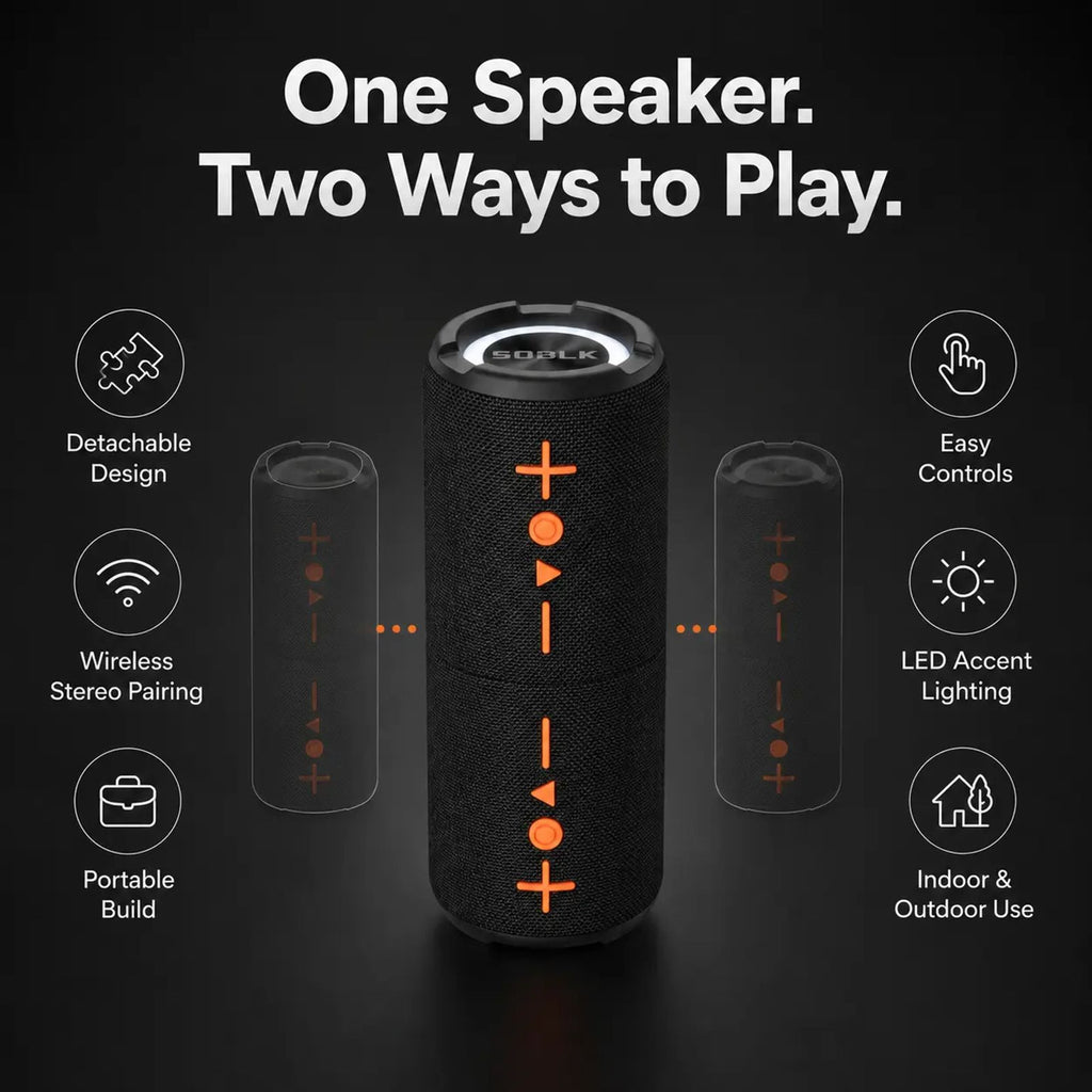 2-in-1 Wireless Compact Bluetooth Speaker V5.3 - 20W Stereo Audio, 12H Playtime, True Pairing, RGB LED Lights, 3.5mm Jack, TF Card Support, Waterproof, Rechargeable, Split Design, Stable Connection - Portable for Smartphones, Parties, Pools image 5