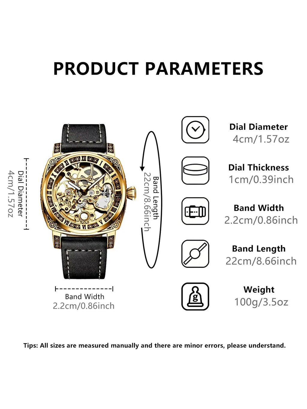 Business Fashion Round Dial Leather Strap Analog Mechanical Watch, Vintage All-match Buckle Automatic Wristwatch for Gift, Luminous Spring Pointer Design Watch with Box, Automatic Watches, National Day Offers, Mechanical Style Watches image 2