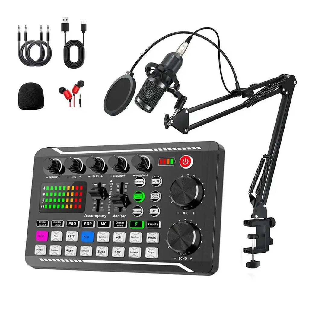 F998 Podcast Equipment Bundle, Podcast Studio Equipment, BM-800 Microphone Recording Studio Package, Live Sound Card Device for Streaming/Live Broadcast, Sound Card Set, Sound Card Kit