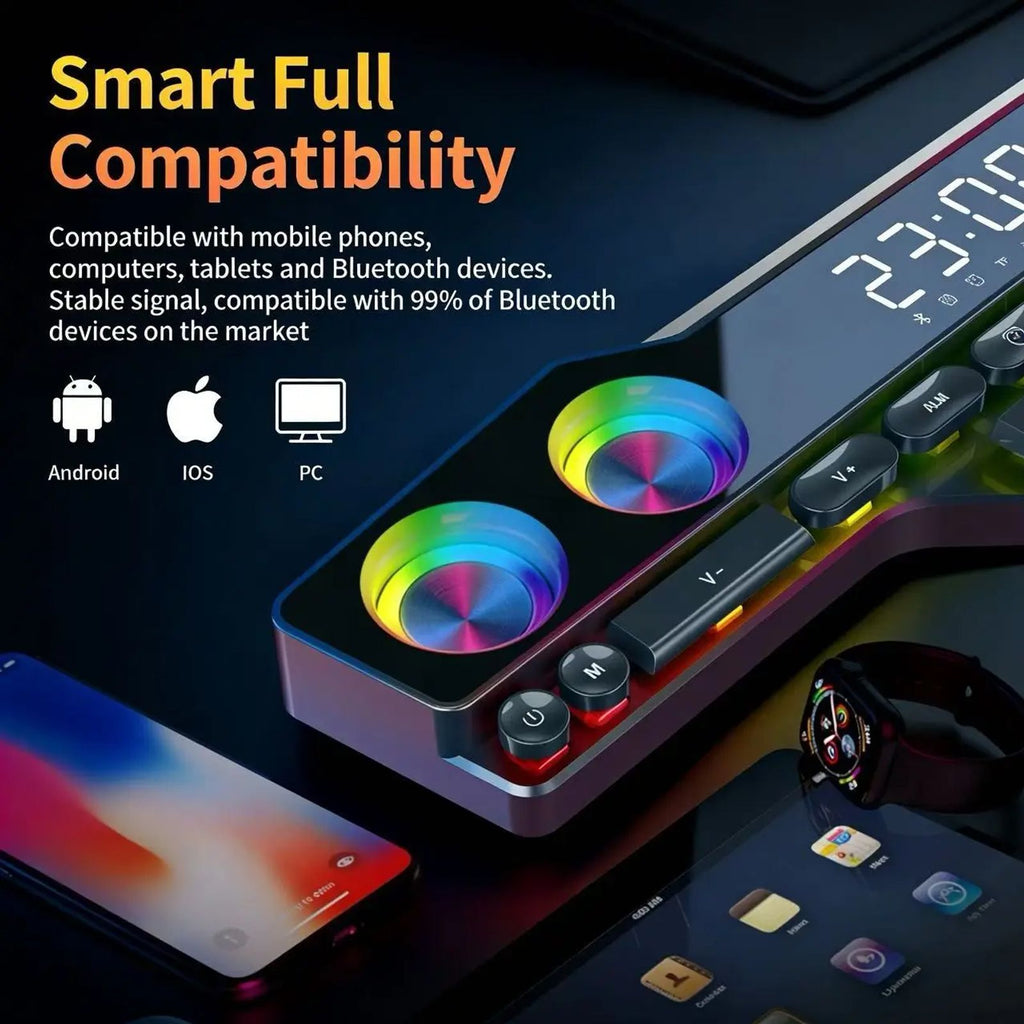 Bluetooth RGB notebook gaming speaker with microphone, stereo speaker, lossless sound quality, color light gaming, 3000mAh battery, listening to footsteps, shooting games, LOL， Desktop speaker, USB powered speaker, suitable for home theater, TV, parties image 6