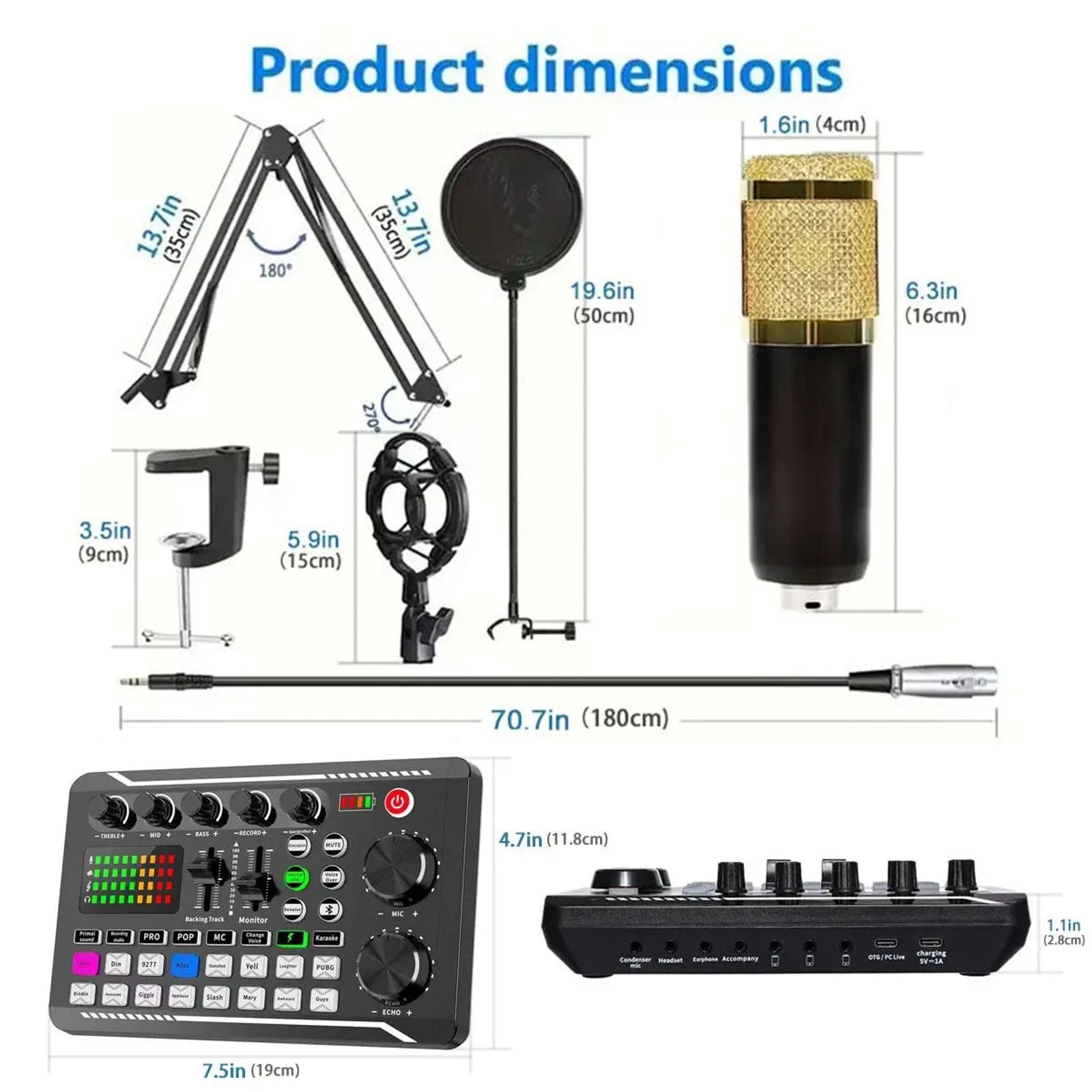 F998 Podcast Equipment Bundle, Podcast Studio Equipment, BM-800 Microphone Recording Studio Package, Live Sound Card Device for Streaming/Live Broadcast, Sound Card Set, Sound Card Kit image 2