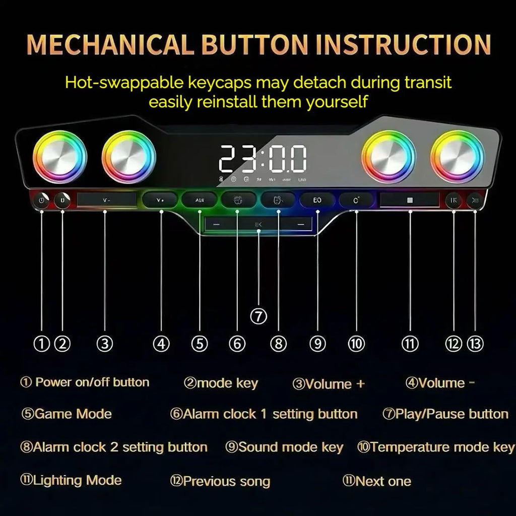 Bluetooth RGB notebook gaming speaker with microphone, stereo speaker, lossless sound quality, color light gaming, 3000mAh battery, listening to footsteps, shooting games, LOL， Desktop speaker, USB powered speaker, suitable for home theater, TV, parties image 8