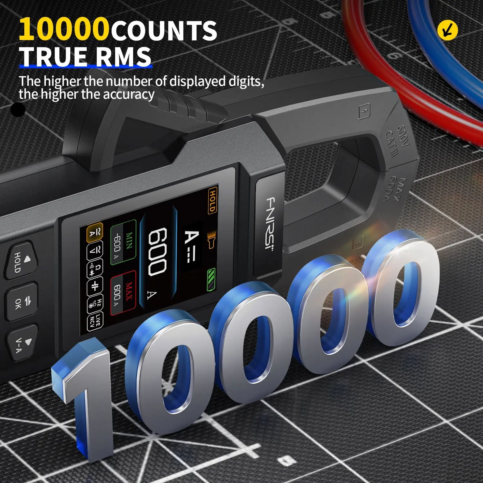FNIRSI DMC-100 DC AC Current Voltage Clamp Meter Multimeter USB Charger 10000 Counts 600A Amperimetric Clamp Tester NCV Electrician Tools image 6