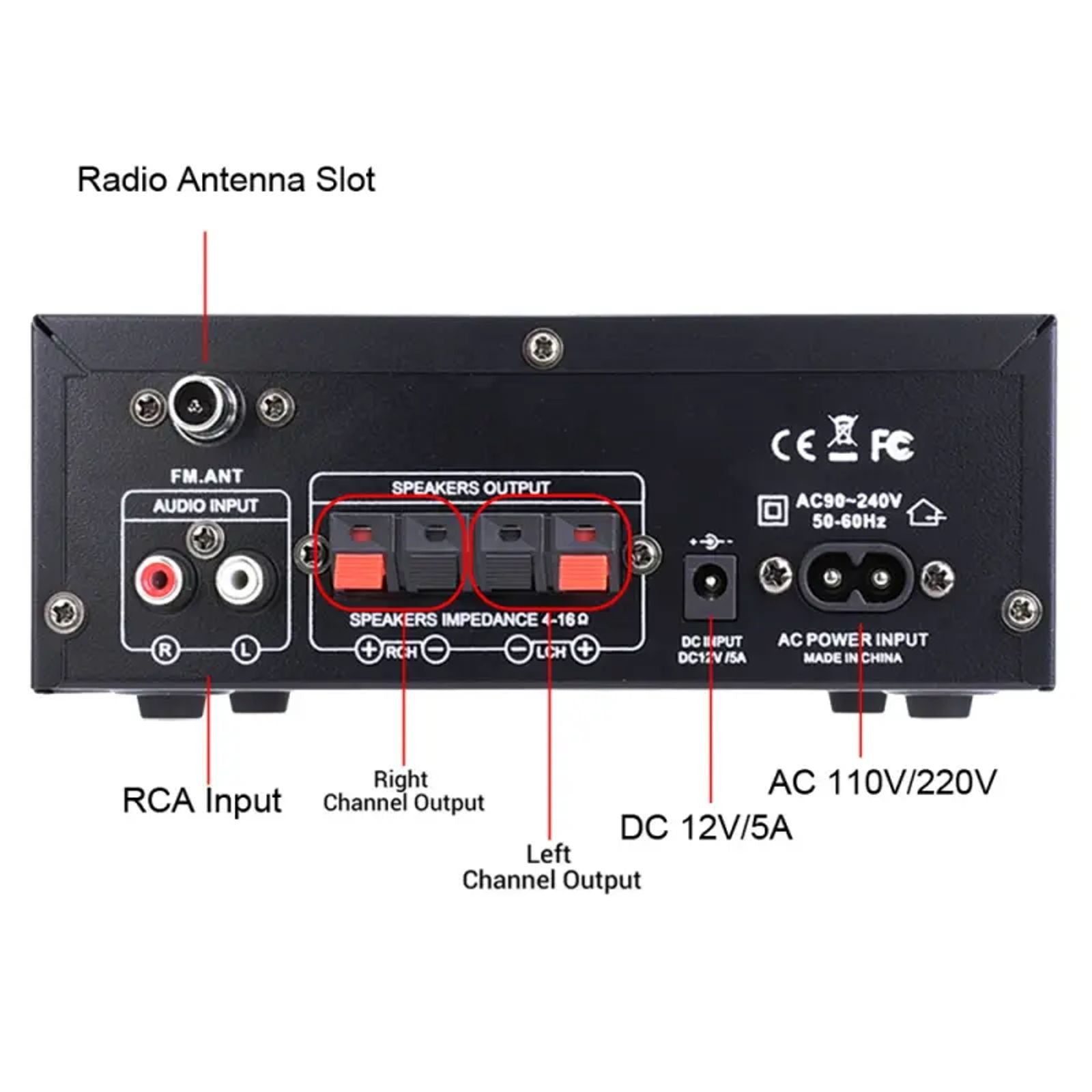 WOOPKER AK45 300W/AK45 Pro 400W Bluetooth 5.0 Digital Wireless Radio Amplifier, HiFi 2.0 Channel Power Amplifier with USB, SD, RCA, Dual Microphones, Remote Control for Home Theater, Karaoke image 3