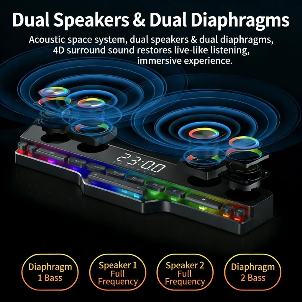 Bluetooth RGB notebook gaming speaker with microphone, stereo speaker, lossless sound quality, color light gaming, 3000mAh battery, listening to footsteps, shooting games, LOL， Desktop speaker, USB powered speaker, suitable for home theater, TV, parties image 3