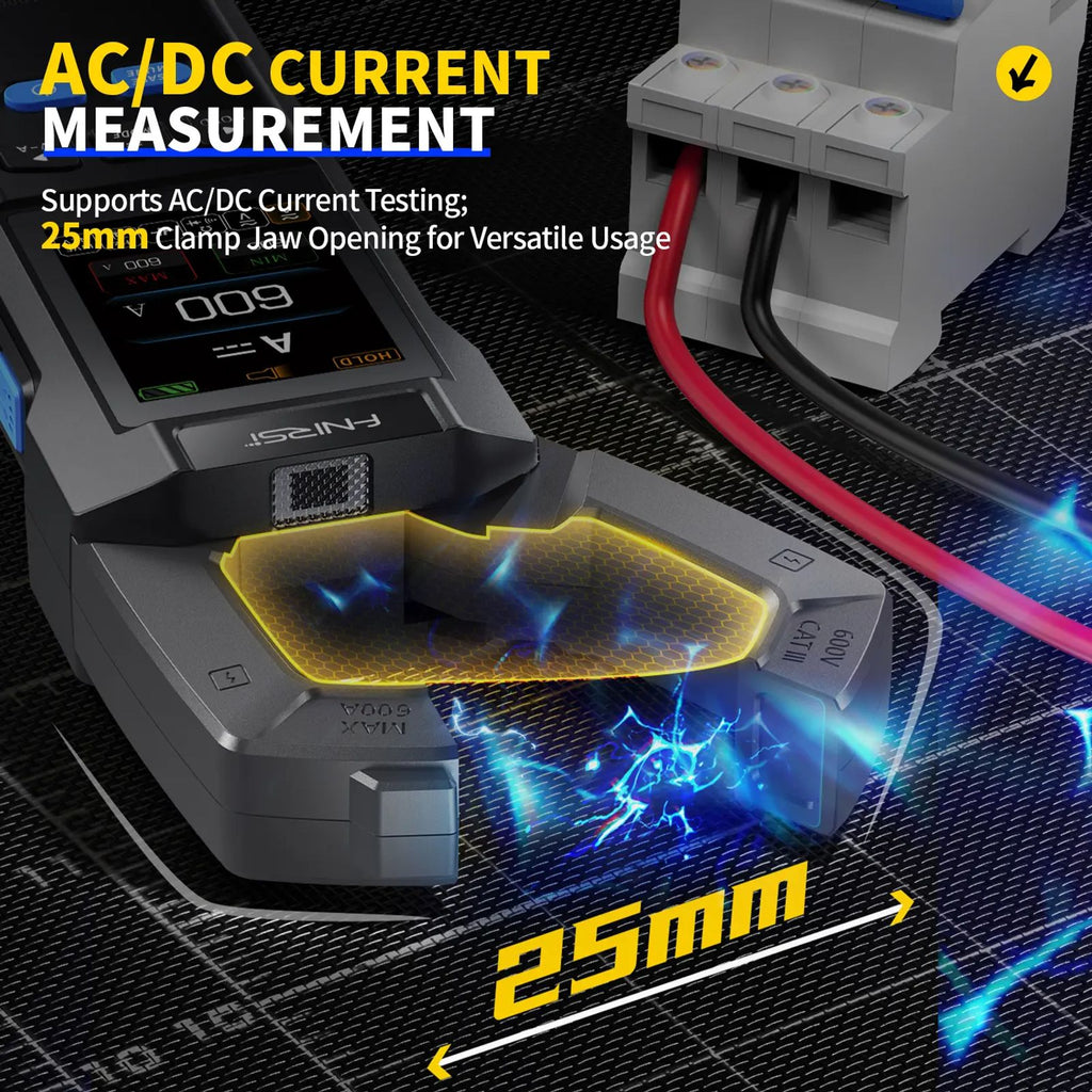 FNIRSI DMC-100 DC AC Current Voltage Clamp Meter Multimeter USB Charger 10000 Counts 600A Amperimetric Clamp Tester NCV Electrician Tools image 4