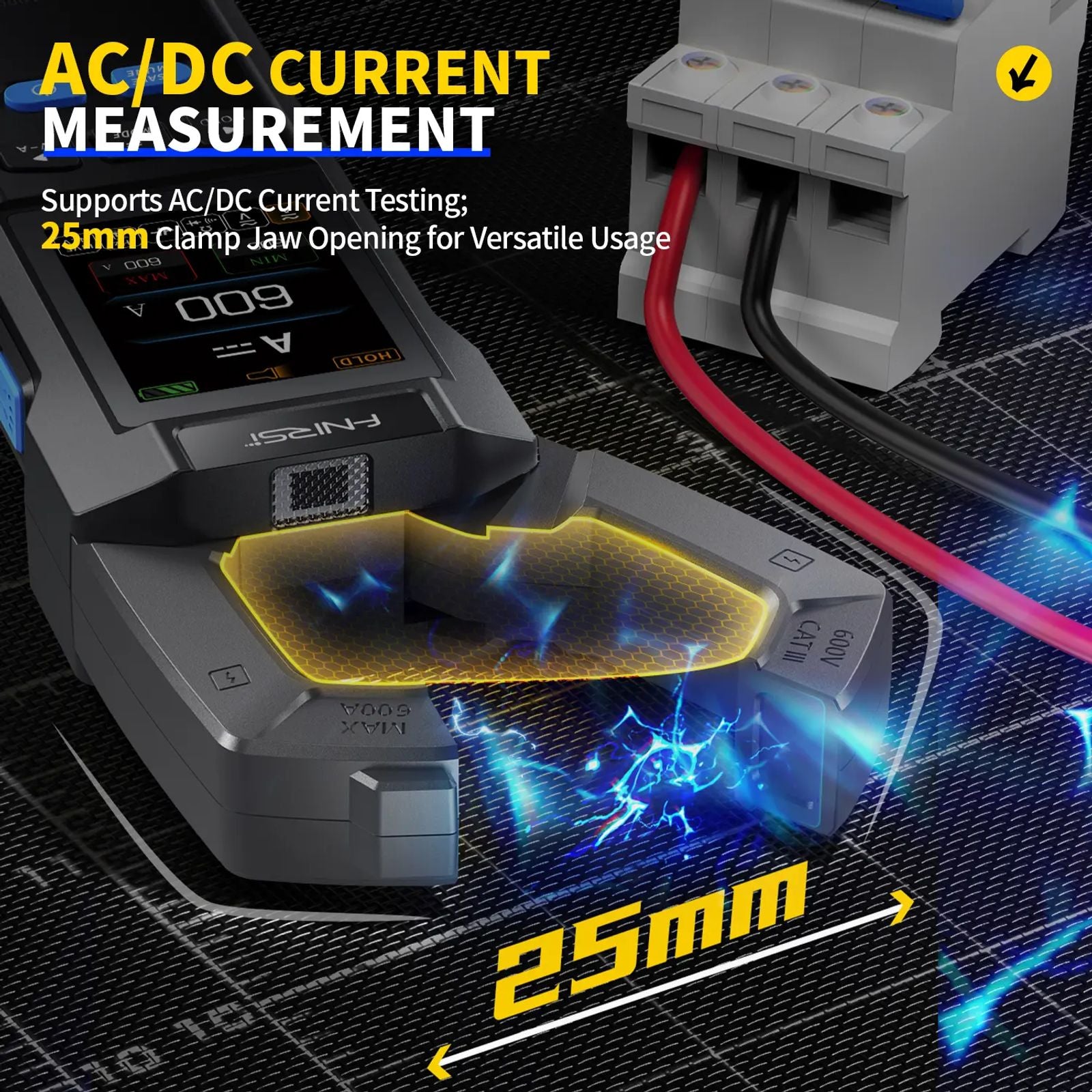 FNIRSI DMC-100 DC AC Current Voltage Clamp Meter Multimeter USB Charger 10000 Counts 600A Amperimetric Clamp Tester NCV Electrician Tools image 4