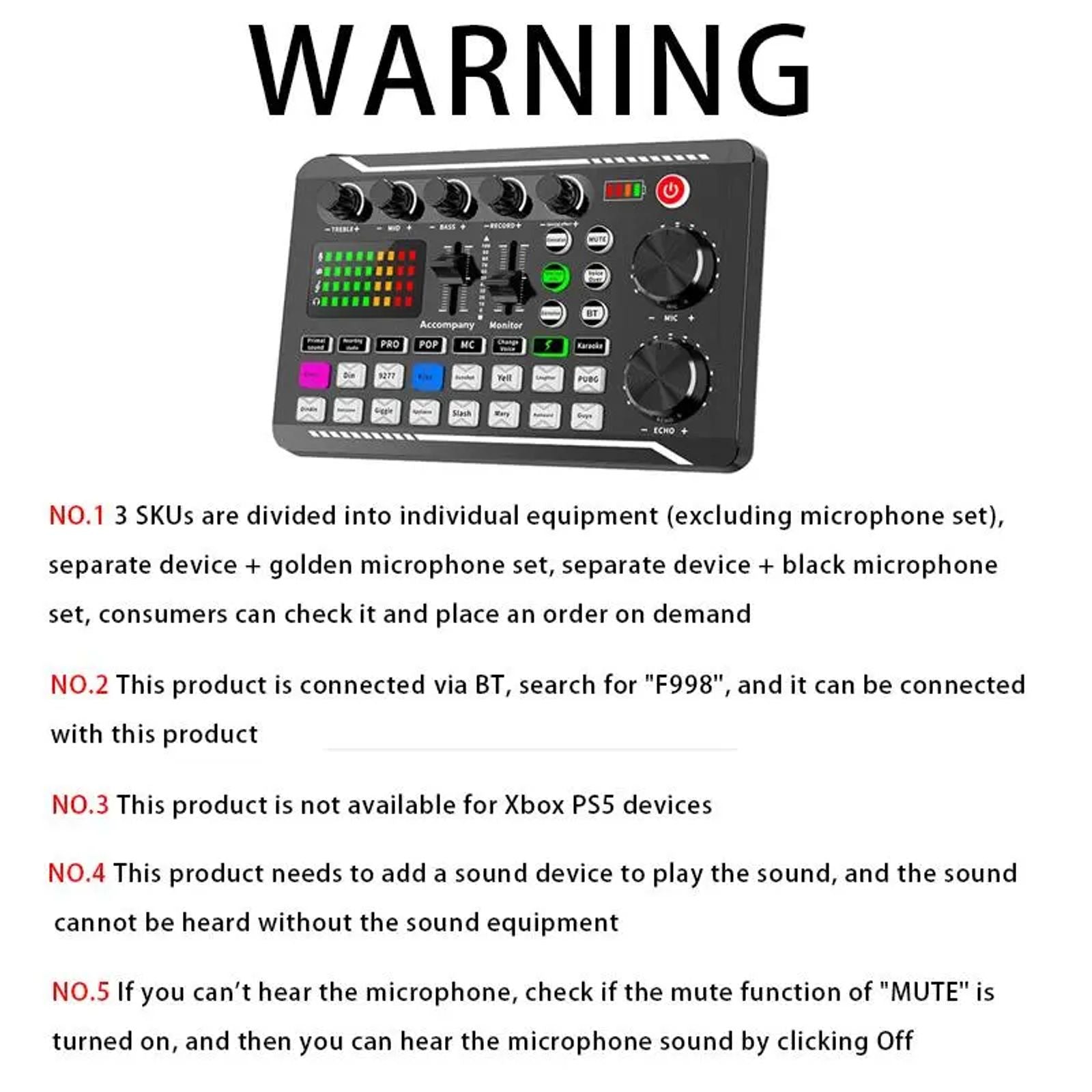 F998 Podcast Equipment Bundle, Podcast Studio Equipment, BM-800 Microphone Recording Studio Package, Live Sound Card Device for Streaming/Live Broadcast, Sound Card Set, Sound Card Kit image 3