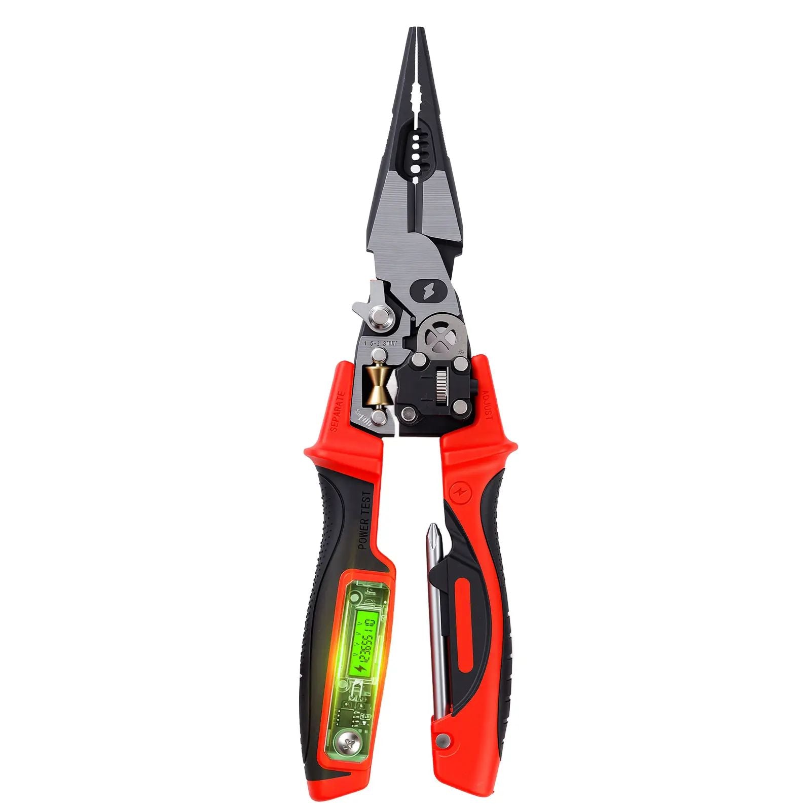 OPELI 8-in-1 Multi-Function Wire Stripper Pliers Diagonal Cutters for Nails Electrical Cables Special Tools with number display Voltage Tester&Alarms, Detectable12-250V, Heavy-Duty Electrical Pliers&Wire Cutters-for Professionaland Home Use image 6