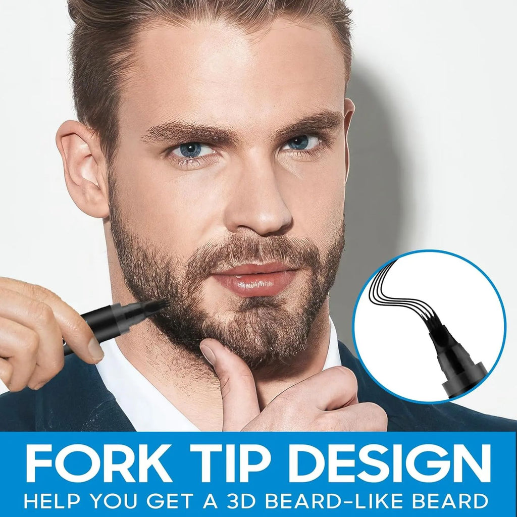 Beard Pencil Filler for Men - Male Mustache Repair Shape Beard Pen with Beard Brush, Beard Filler Pen Kit, Ideal Gifts for Father Husband Boyfriends image 2