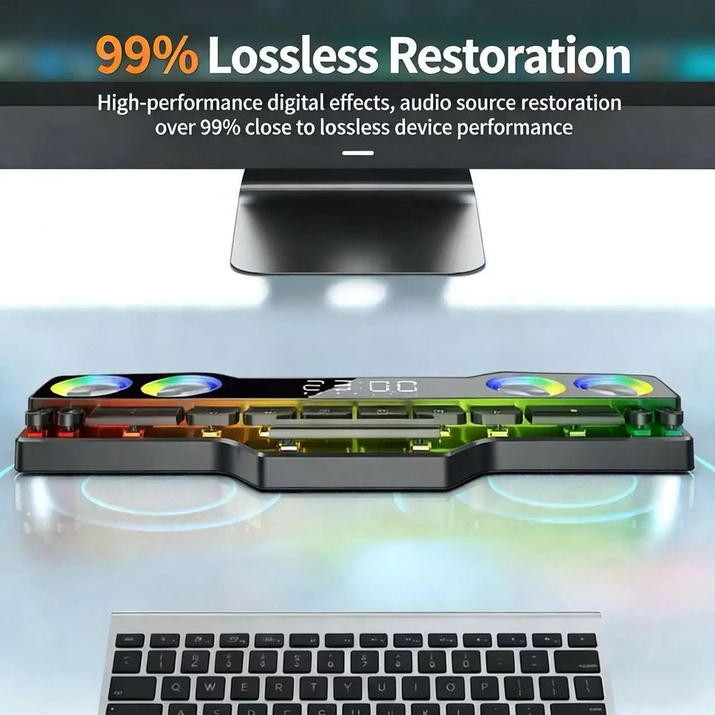 Bluetooth RGB notebook gaming speaker with microphone, stereo speaker, lossless sound quality, color light gaming, 3000mAh battery, listening to footsteps, shooting games, LOL， Desktop speaker, USB powered speaker, suitable for home theater, TV, parties image 5