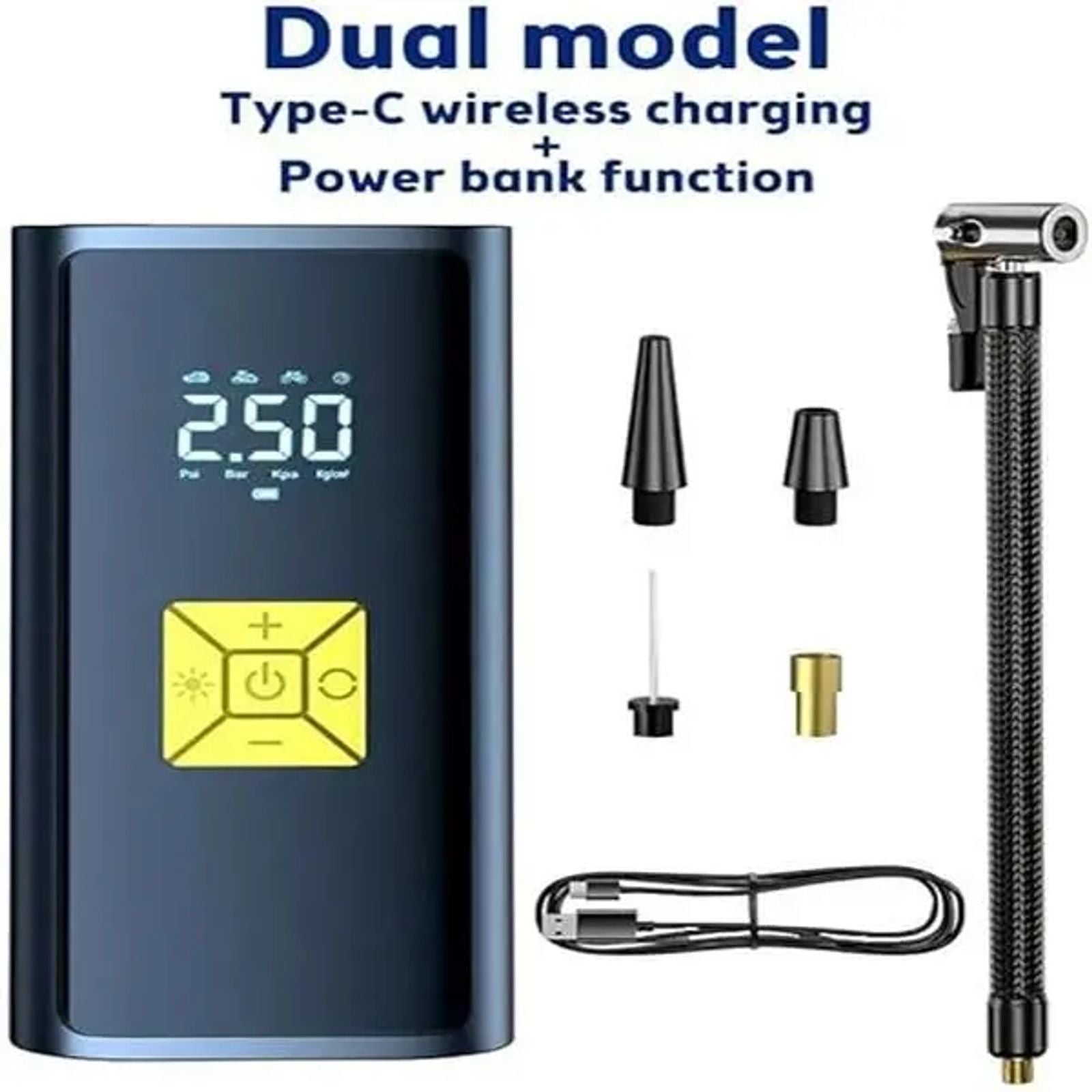 Portable Wireless Car Air Compressor、Electric Air Pump for Inflatable, Portable Air Pump for Car Tires, Mini Air Pump for Car Tire, Moto, Bike, Pool Floats, Sports Balls, Battery Inflator image 3