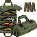 Heavy-Duty Waterproof Roll-Up Tool Pouch - 6-Pocket Belt-Mounted Portable Multi-Tool Bag, Removable Adjustable Work Accessory for Electricians with Carrying Handle, Belt-Mounted Tool Bags