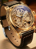 Business Fashion Round Dial Leather Strap Analog Mechanical Watch, Vintage All-match Buckle Automatic Wristwatch for Gift, Luminous Spring Pointer Design Watch with Box, Automatic Watches, National Day Offers, Mechanical Style Watches image 4